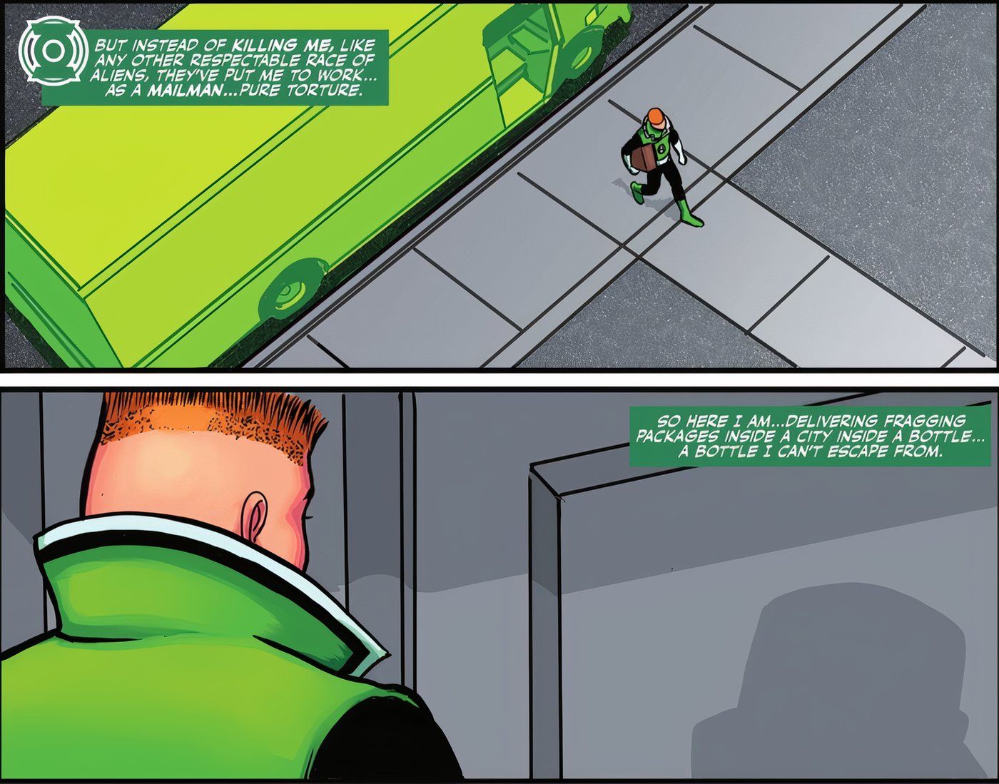 Guy Gardner entregando correspondência DC