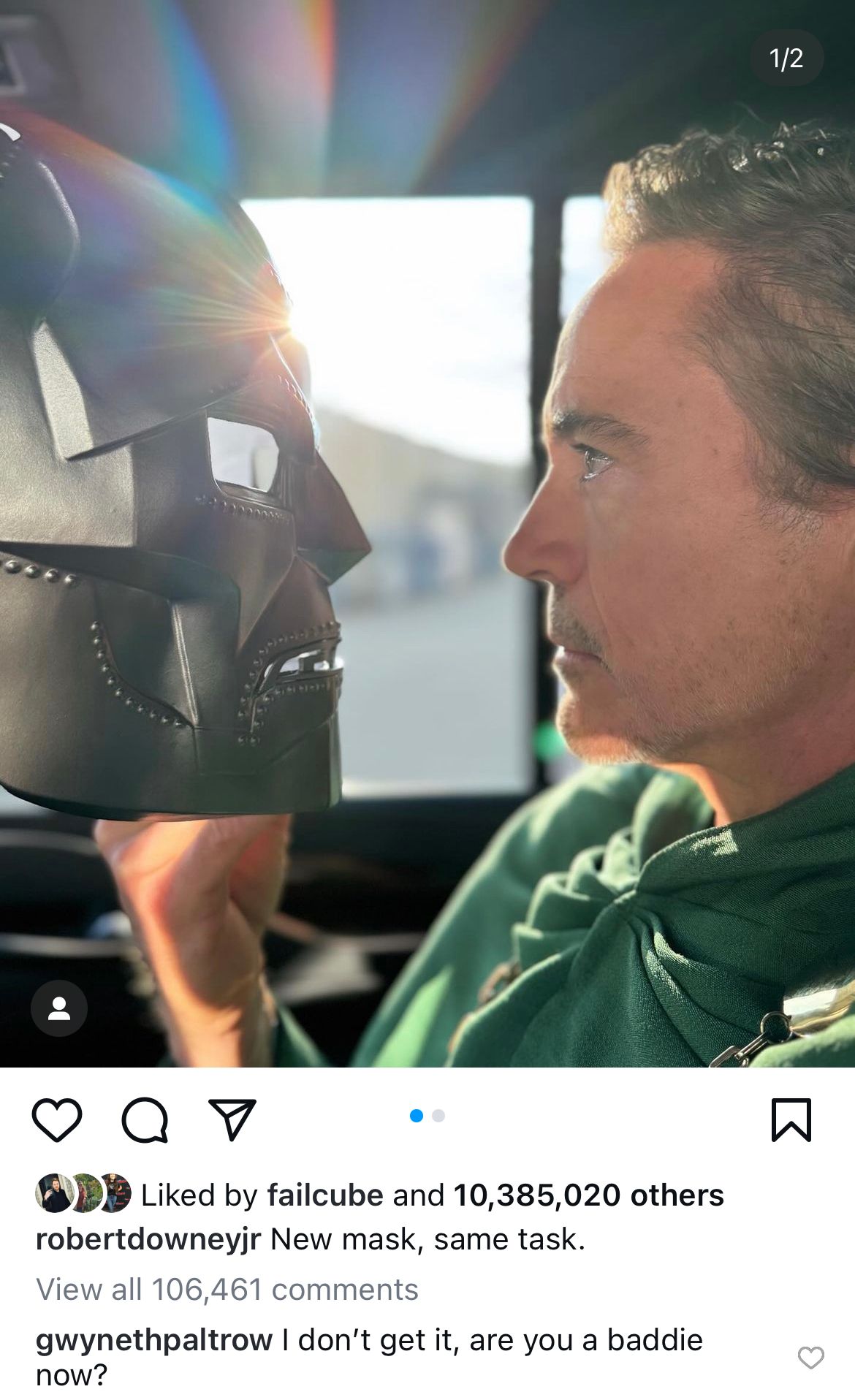 Gwyneth Paltrow Comments On Robert Downey Jr's Instagram Post About Doctor Doom Casting Voicing Confusion