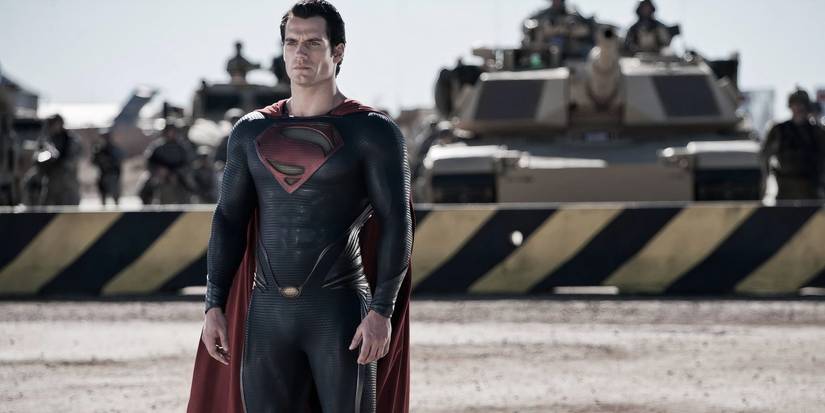 Henry Cavill as Superman standing with a concerned look in Man of Steel