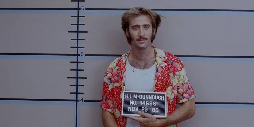 Hi has his mugshot taken in Raising Arizona.