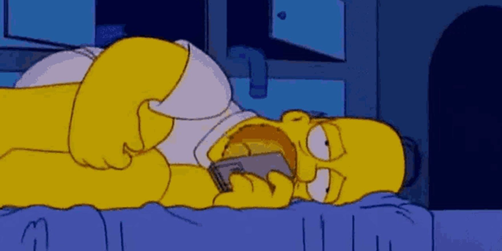 Homer deitado na cama deprimido em Os Simpsons