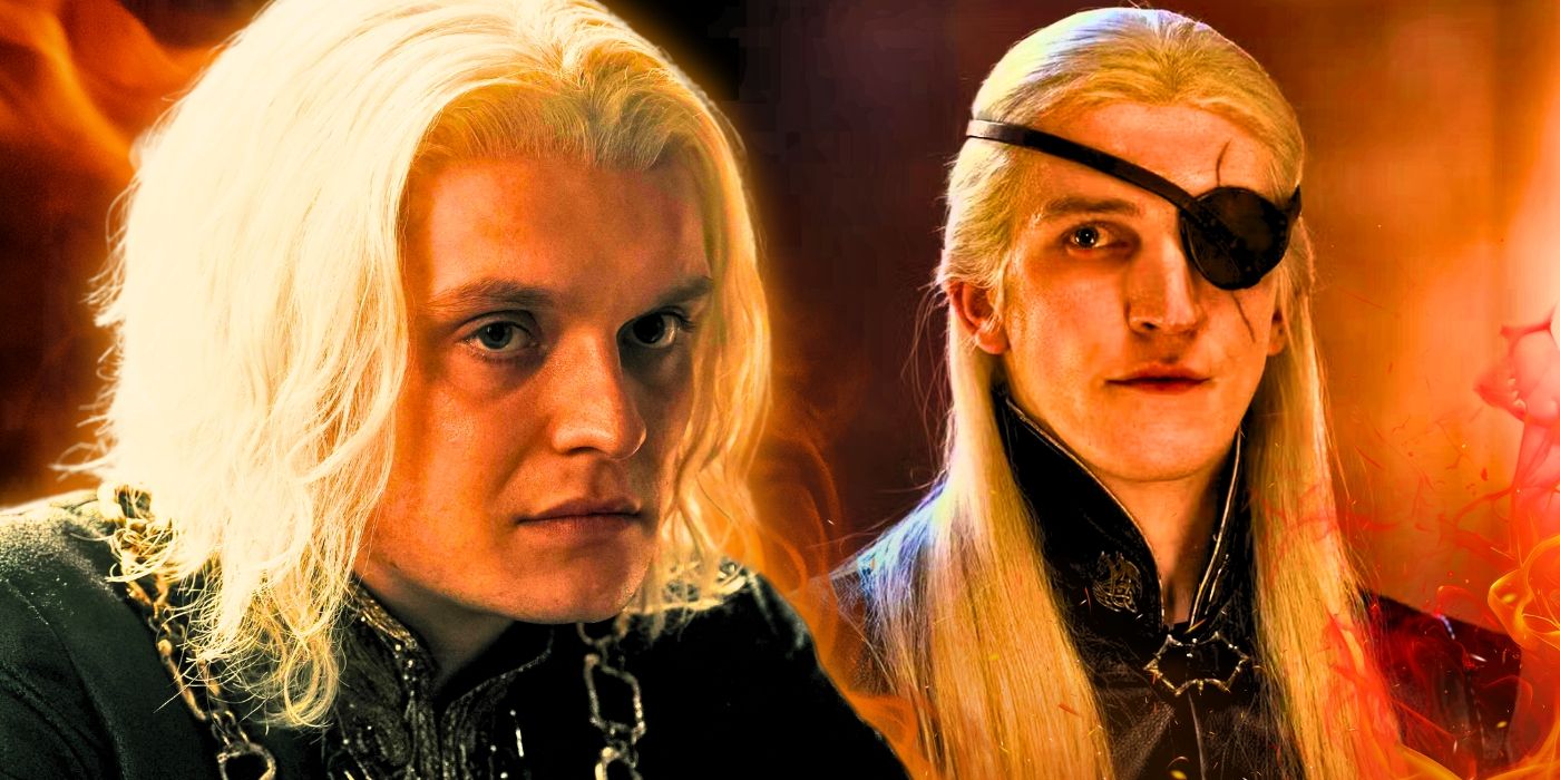 Tom Glynn-Carney como Aegon Targaryen y Euan Mitchell como Eamond Targaryen en House of Dragons