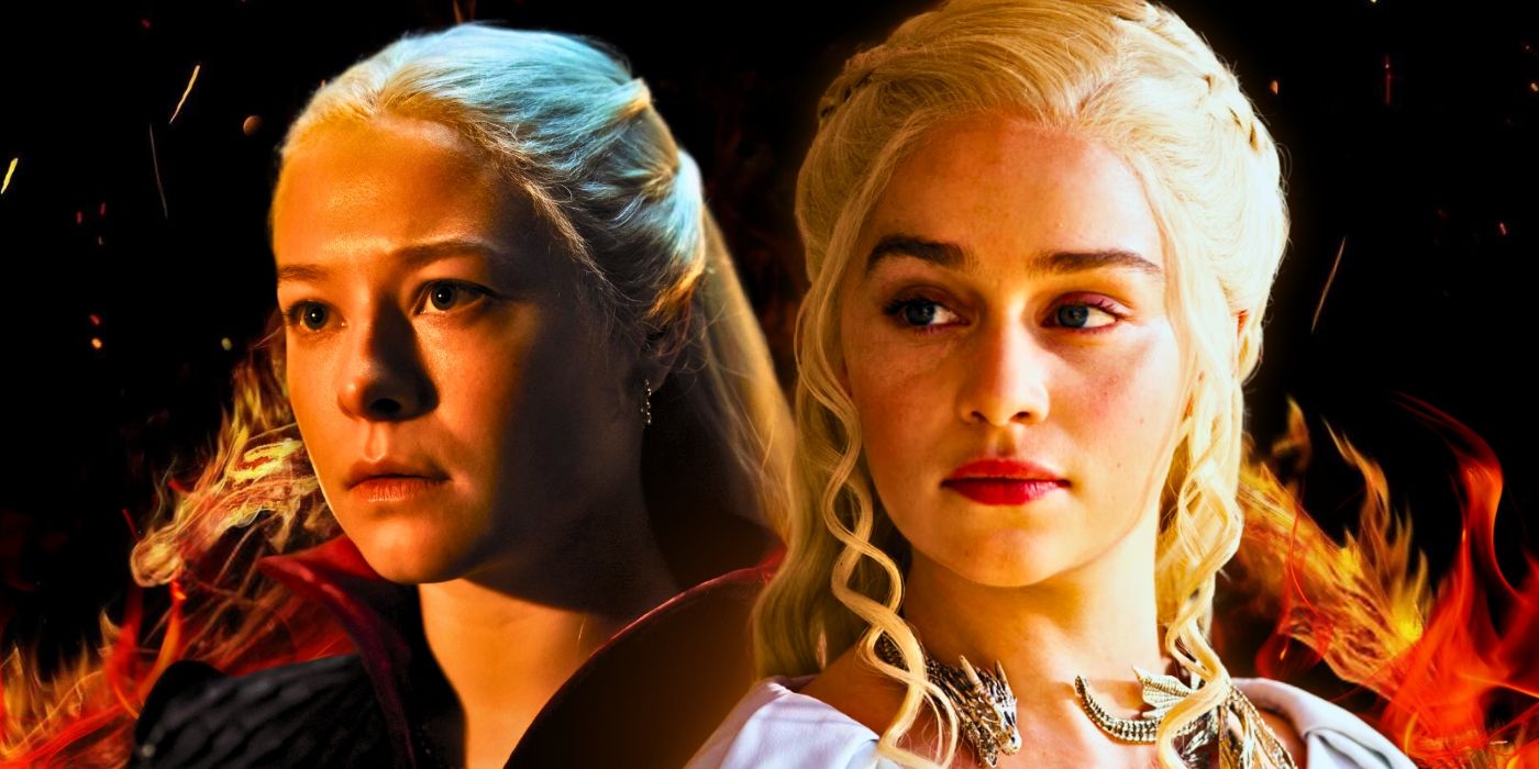 Custom image of Rhaenyra in House of the Dragon and Daenerys in Game of Thrones