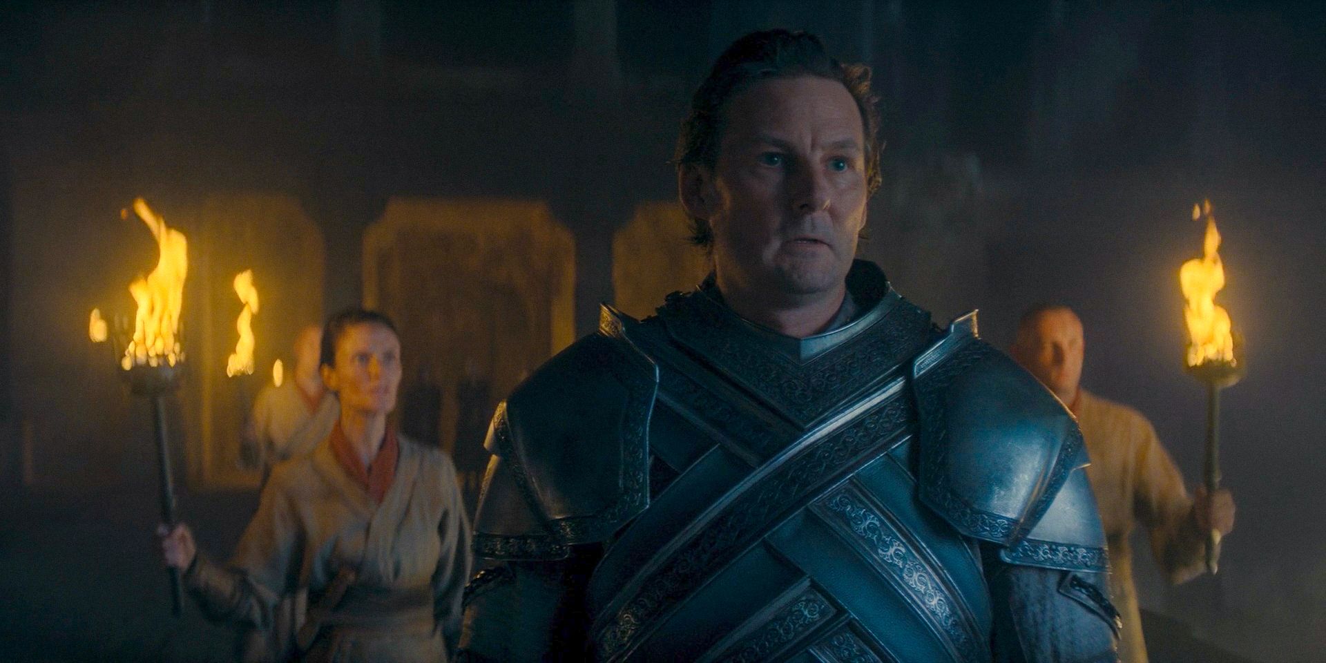 Los guardianes del dragón convocan a Seasmoke ante Ser Steffon (Anthony Flanagan) en House of the Dragon Temporada 2 Episodio 6