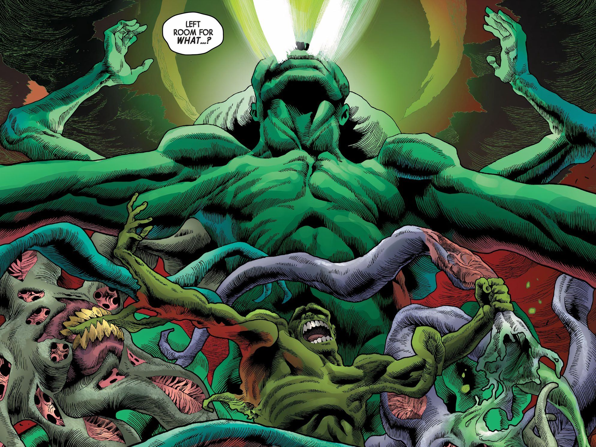 O Hulk Imortal se deforma e se transforma sob o poder total do Um Abaixo de Tudo.
