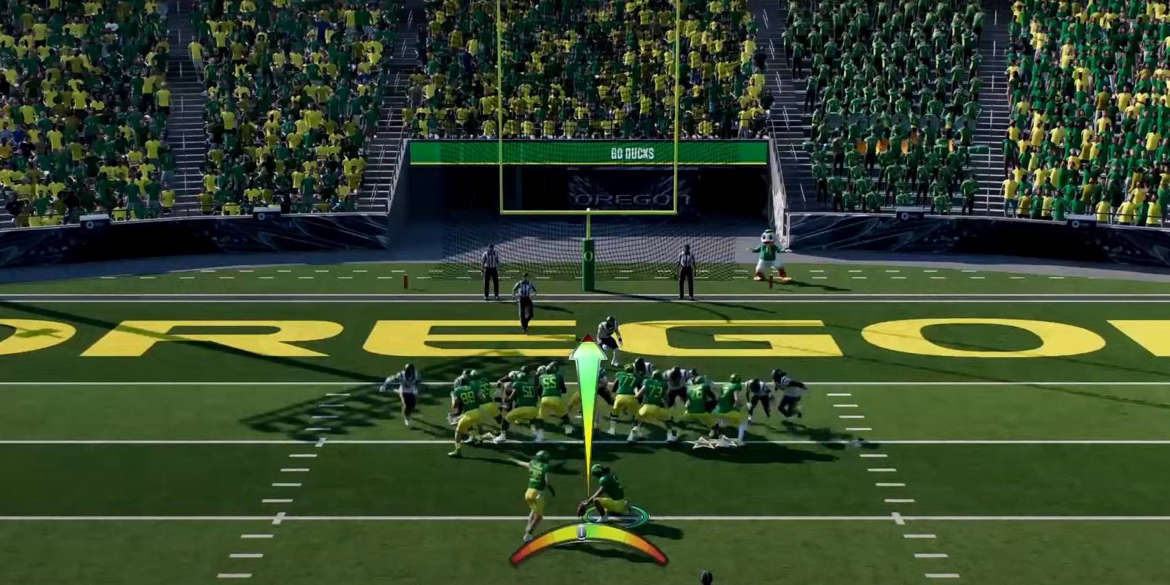 College Football 25 Oregon ganhando um ponto extra após marcar um touchdown