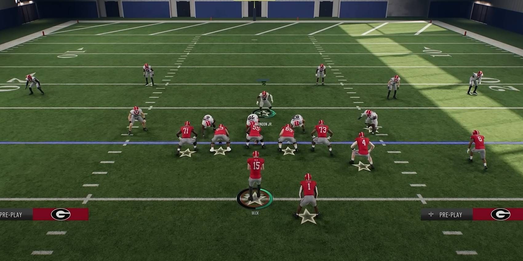 EA Sports College Football 25 Defesa da Geórgia usando a formação 3-5-5 Tite de seu Defense Playbook