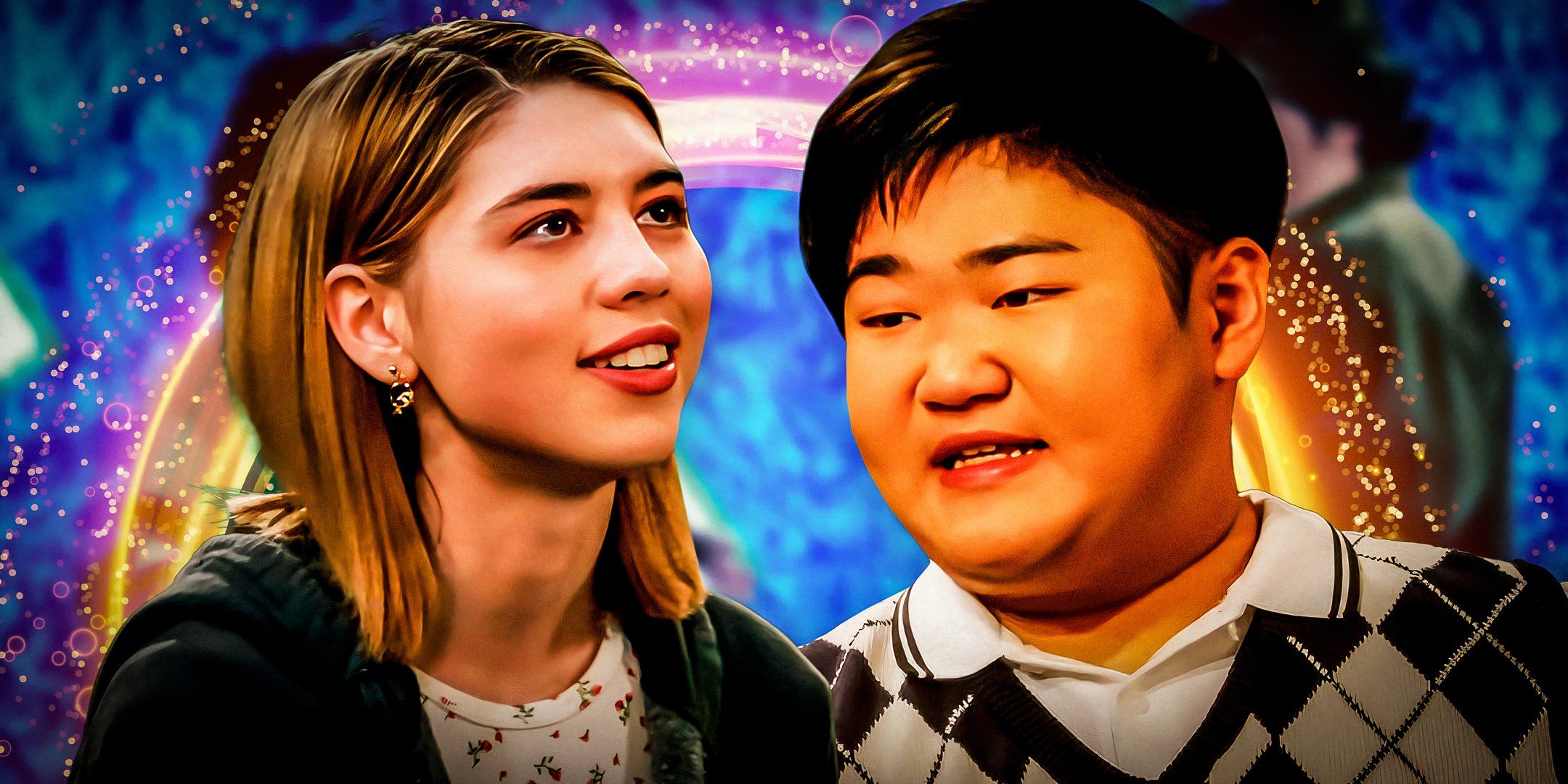 Callie Haverda as Leia Forman and Reyn Doi as Ozzie in That &rsquo;90s Show season 2.