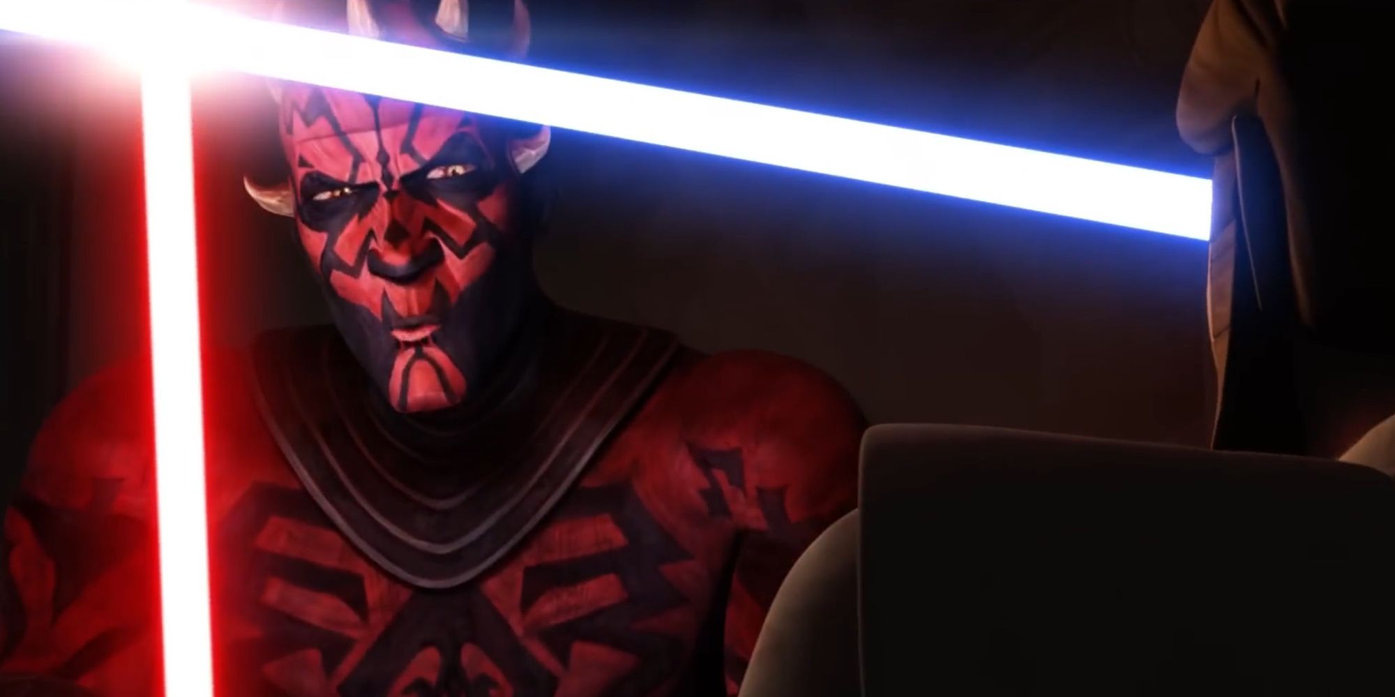 Darth Maul e Obi-Wan Kenobi em Guerras Clônicas