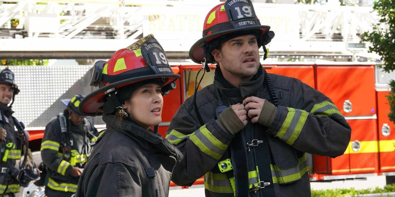 Andy & Jack In Firefighter Gear Staring Worried In Station 19.jpg