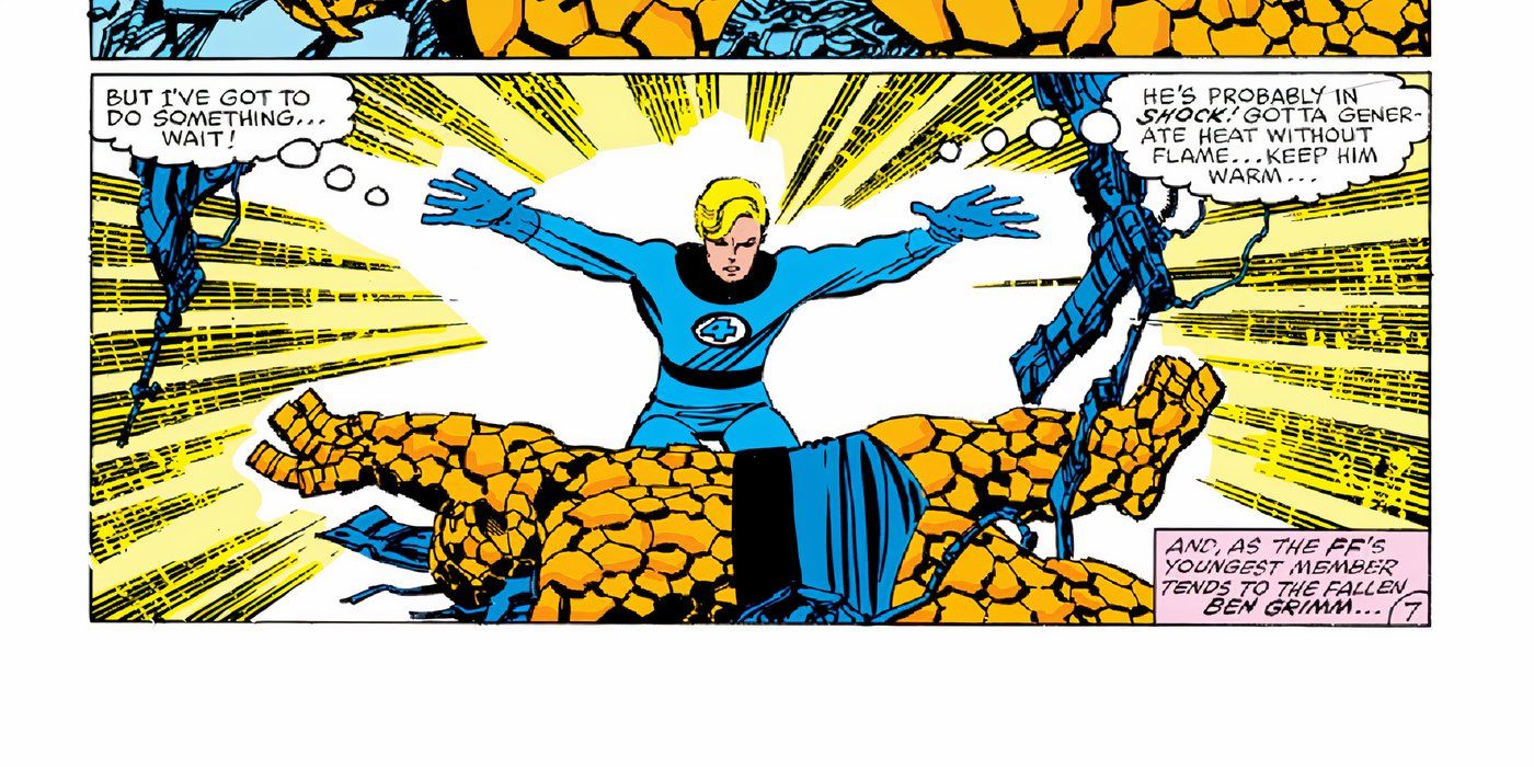 Johnny Storm aka Human Torch generating heat in Fantastic Four #250