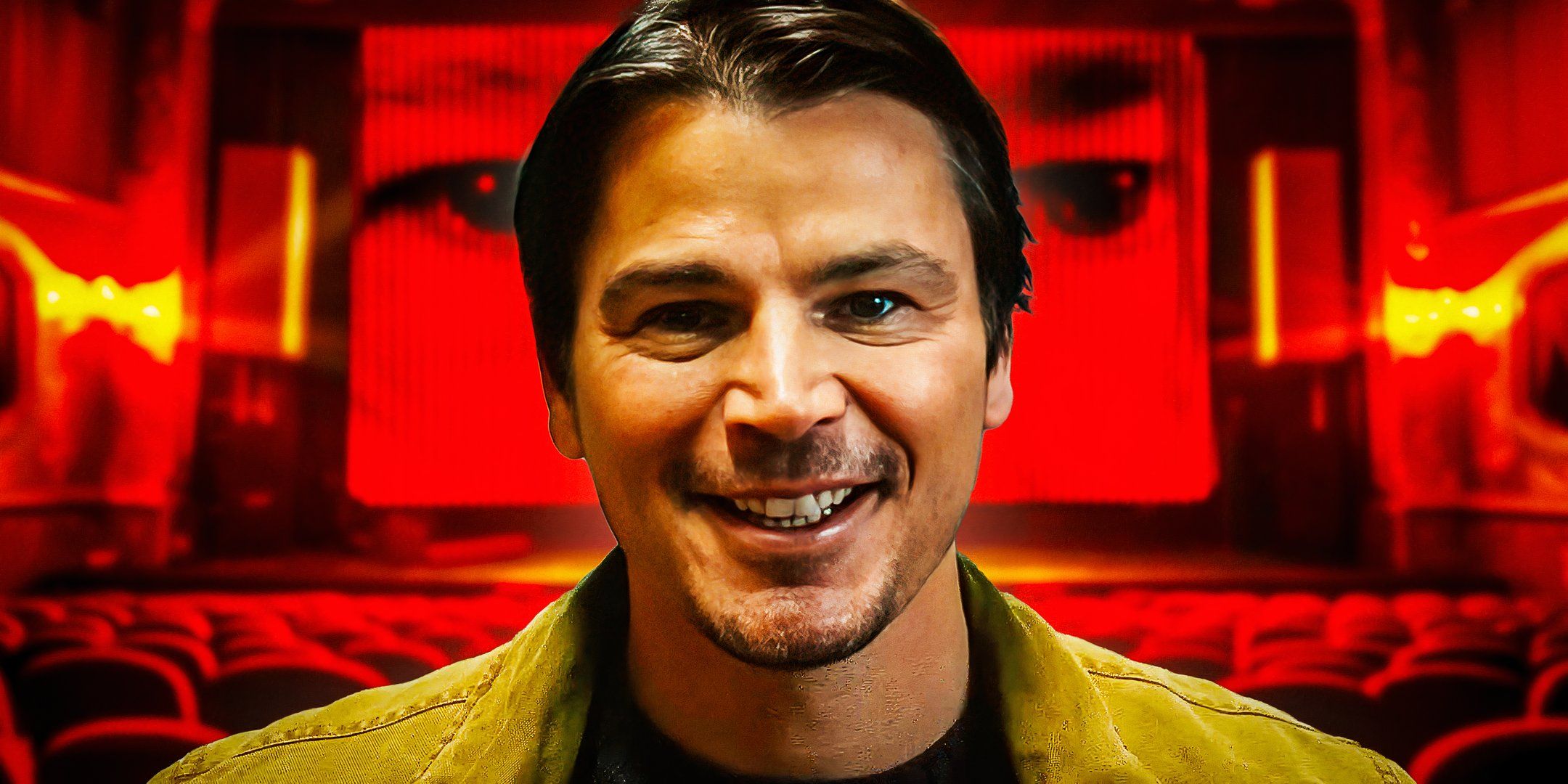 Josh Hartnett em Trap com um cinema atrás dele