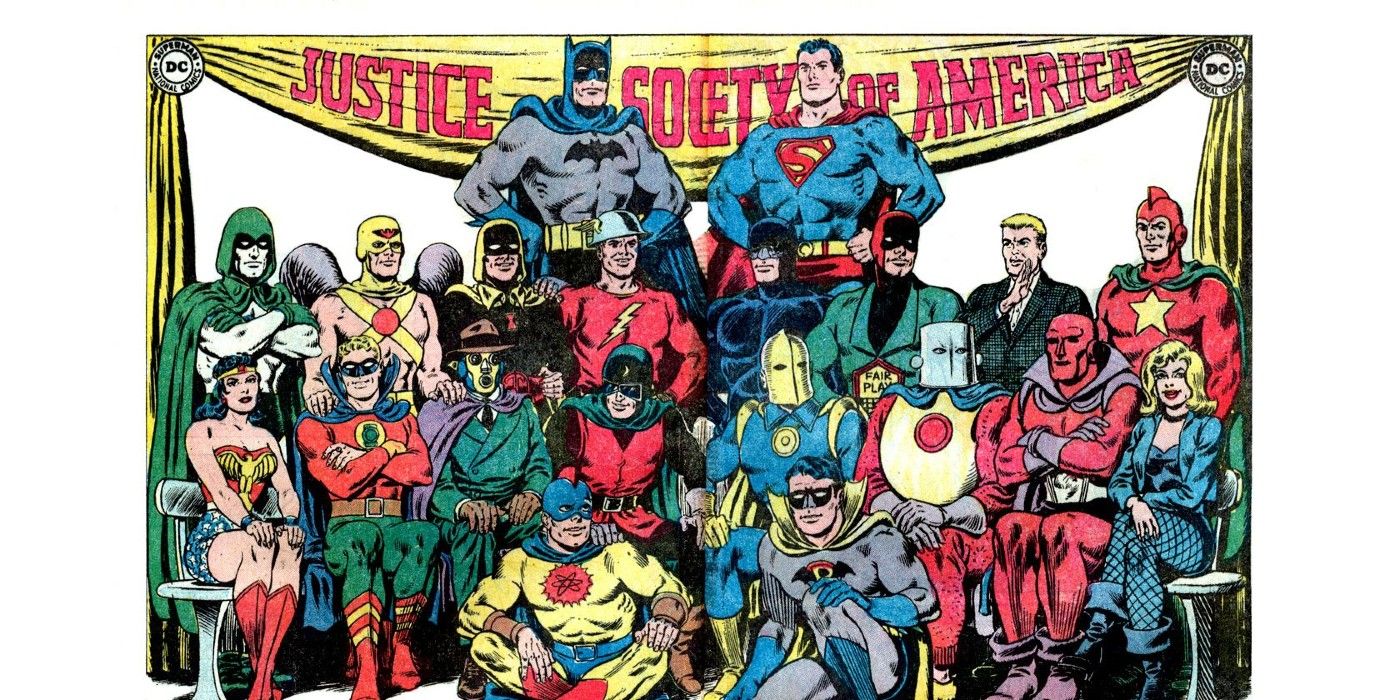 Sociedad de la Justicia de América con Superman Batman Mujer Maravilla Flash Johnny Trueno Linterna Verde Espectro Hawkman Canario Negro