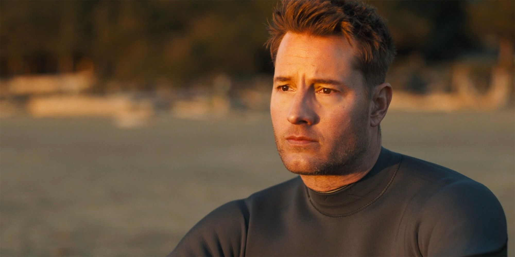 Justin Hartley as Colter Shaw on the beach in Tracker