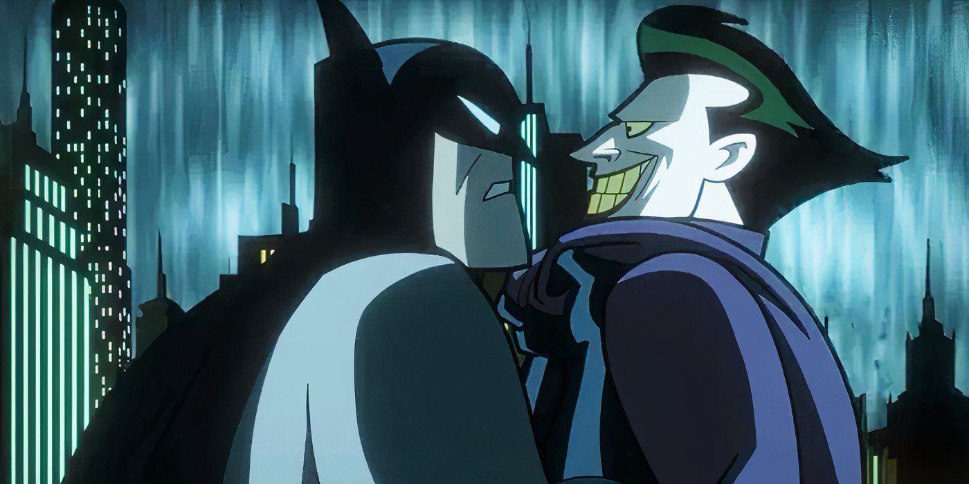 Batman de Kevin Conroy e Coringa de Mark Hamill em Liga da Justiça Crise nas Infinitas Terras Parte 3