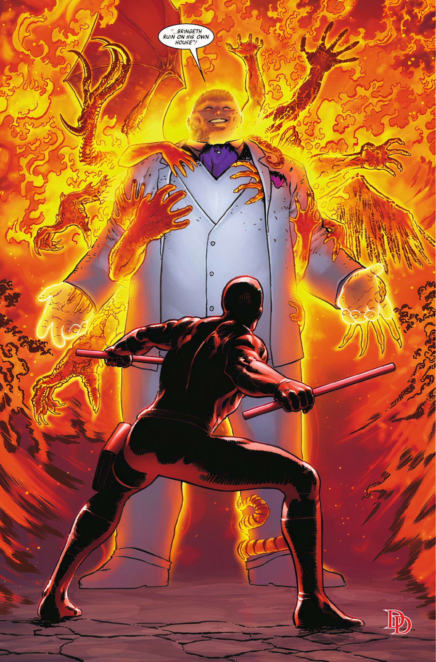 Kingpin Surrounded by Hellfire and Demons Marvel