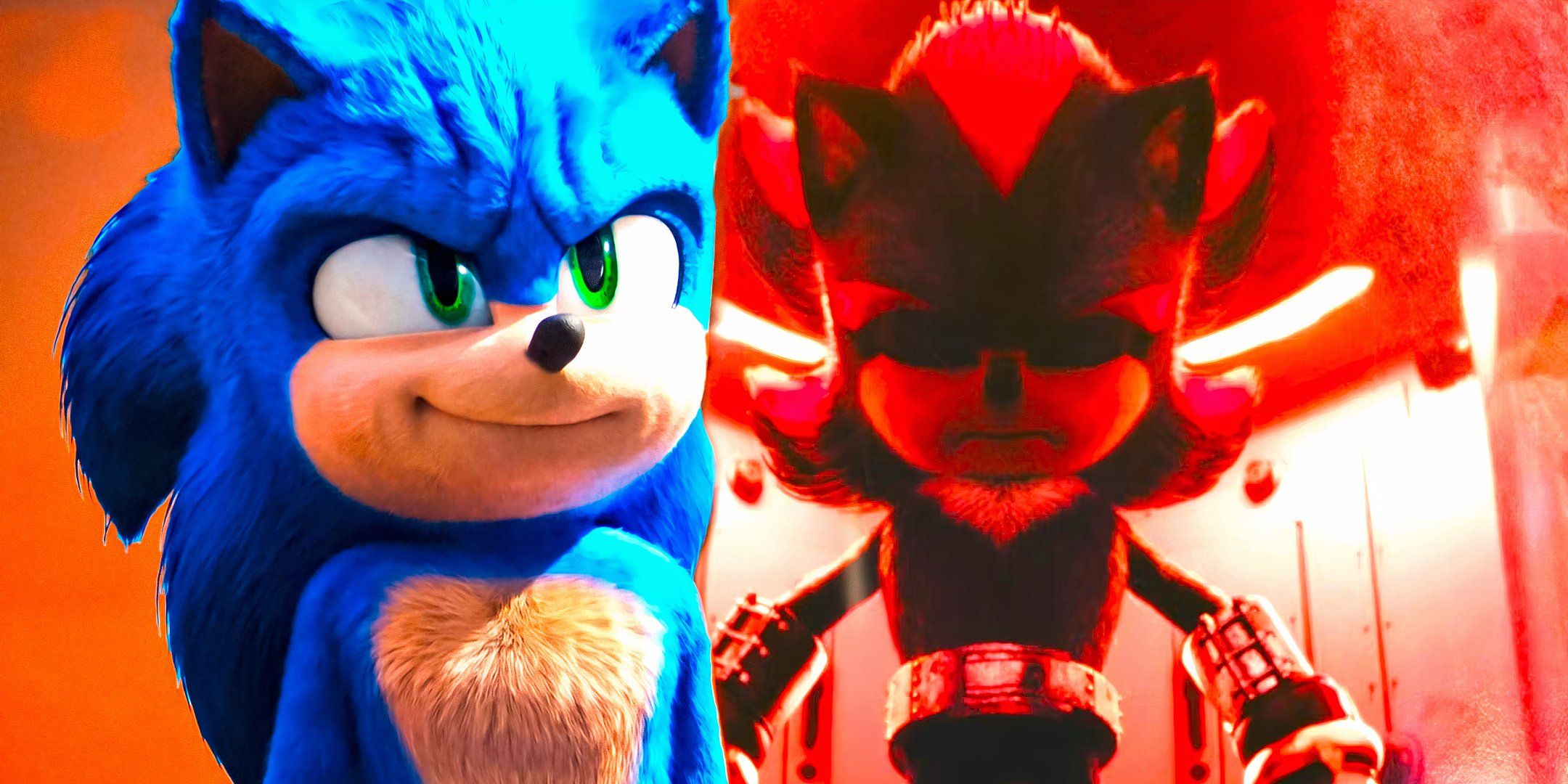 Sonic looking confident next to Shadow in his containment capsule in Sonic the Hedgehog 2