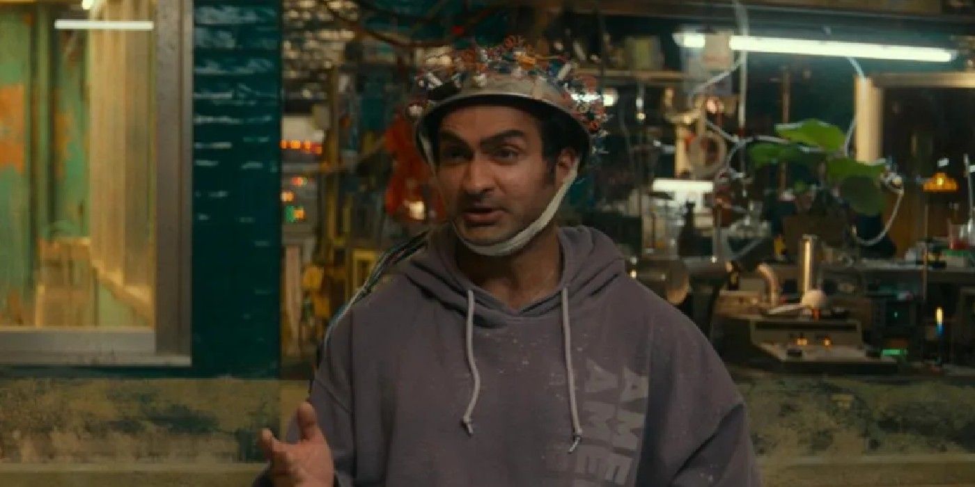 Kumail Nanjiani como Nadeem usando um chapéu estranho em Ghostbusters Frozen Empire