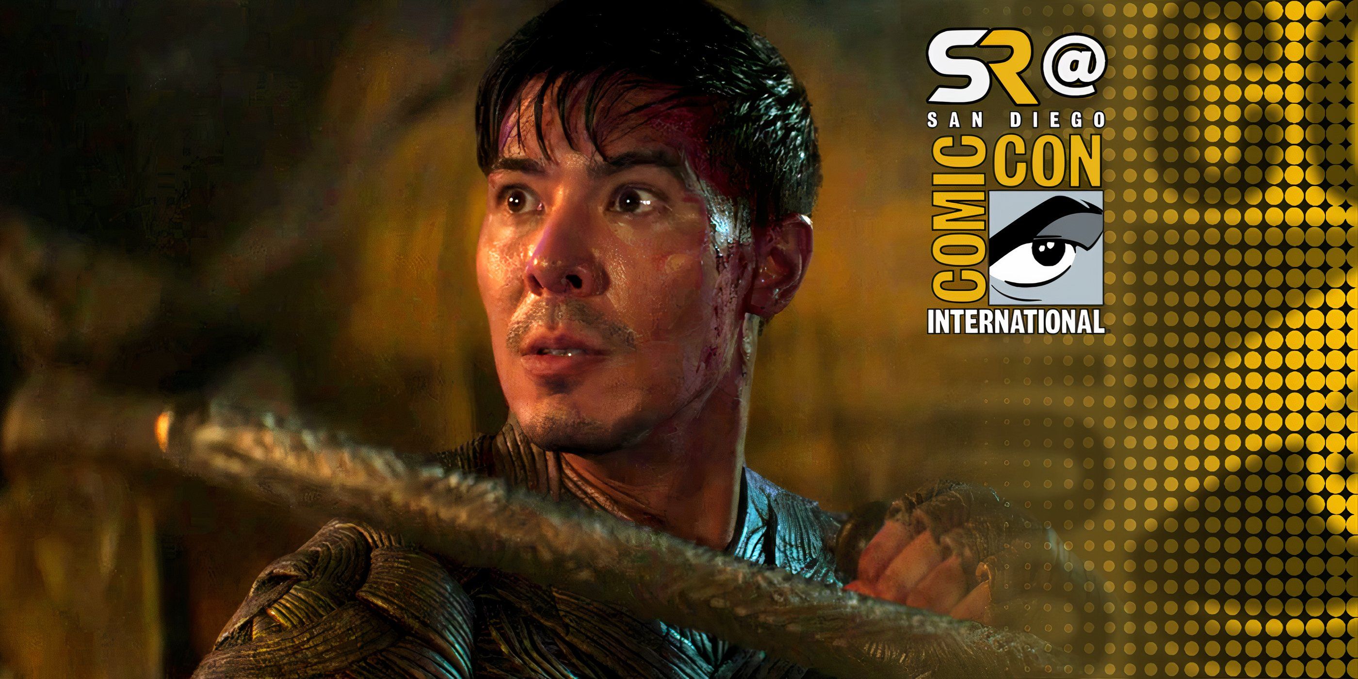 Lewis Tan as Cole Young looking worried in a fight in Mortal Kombat SDCC header