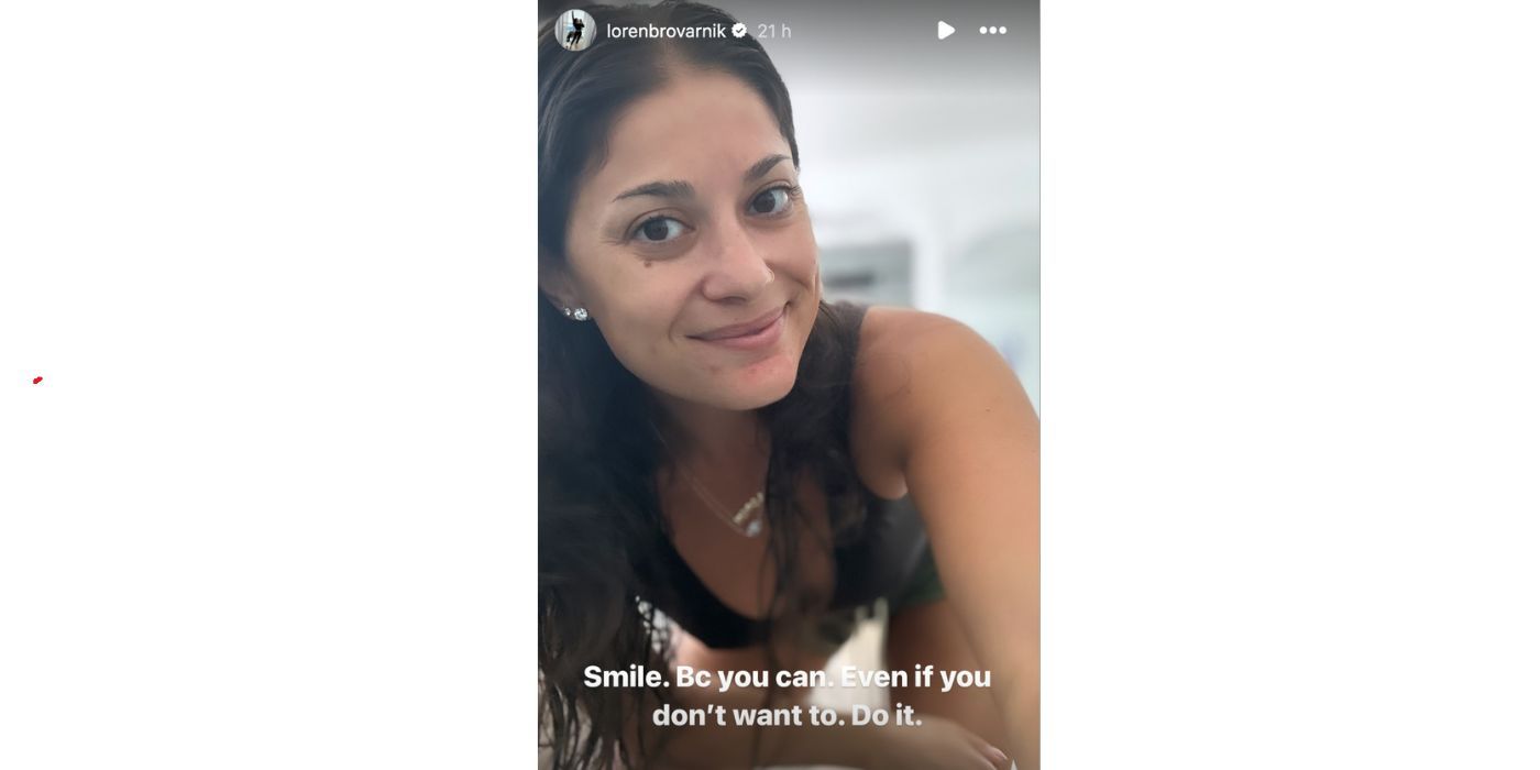 Loren Brovarnik In 90 Day Fiance on Instagram Story posting selfie with a sad smile