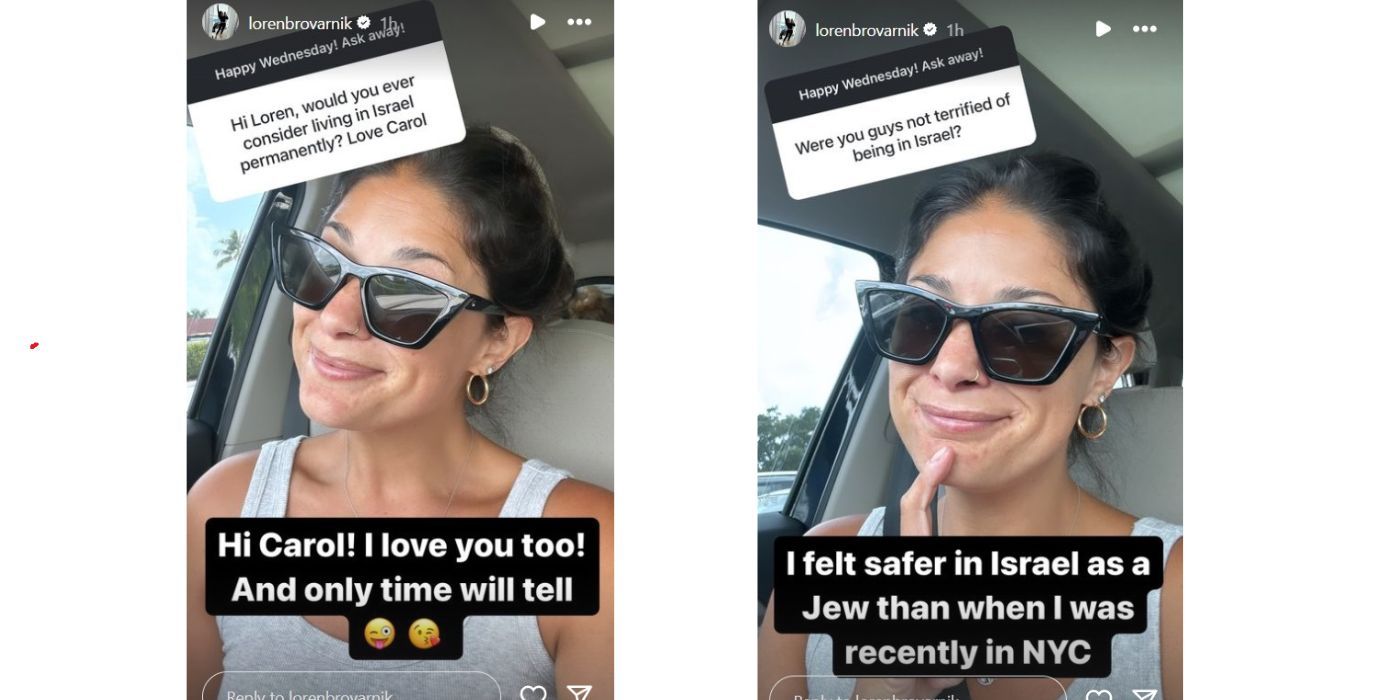 Loren Brovarnik in 90 Day Fiance answering questions about move to Israel on Instagram