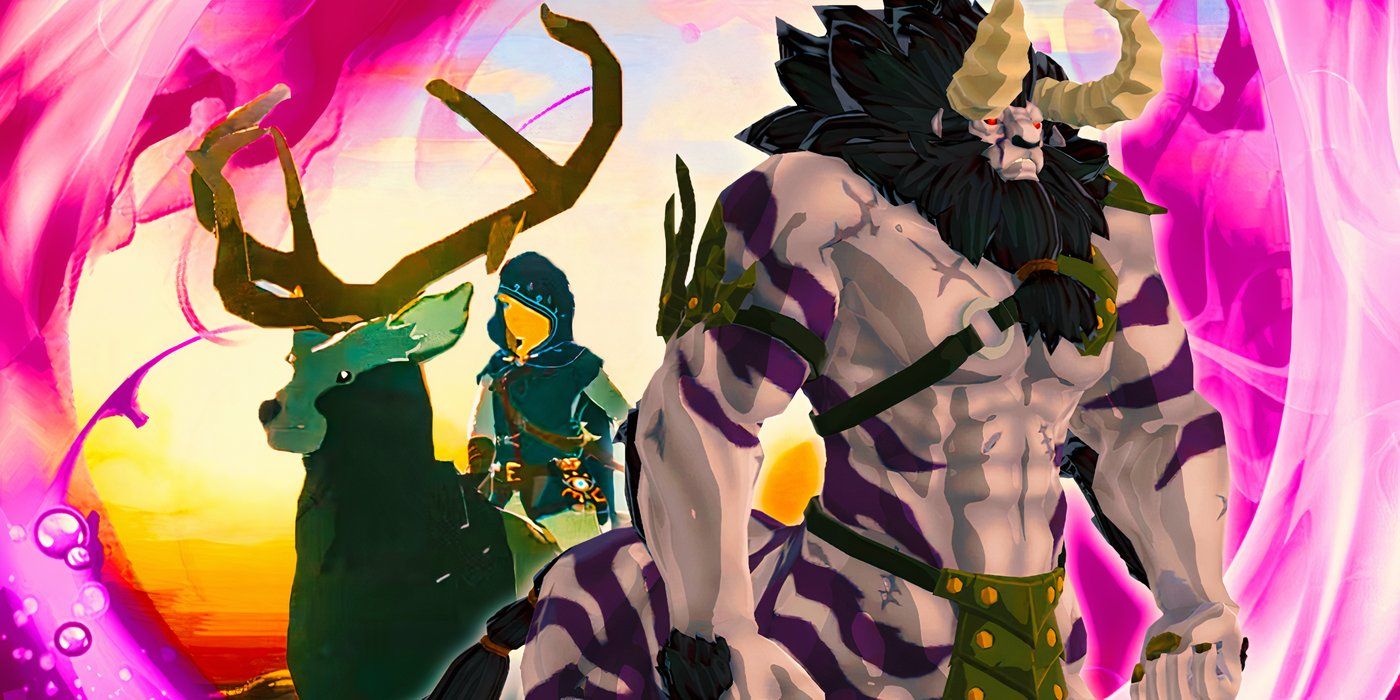 Lynel and Link on a deer in BOTW.