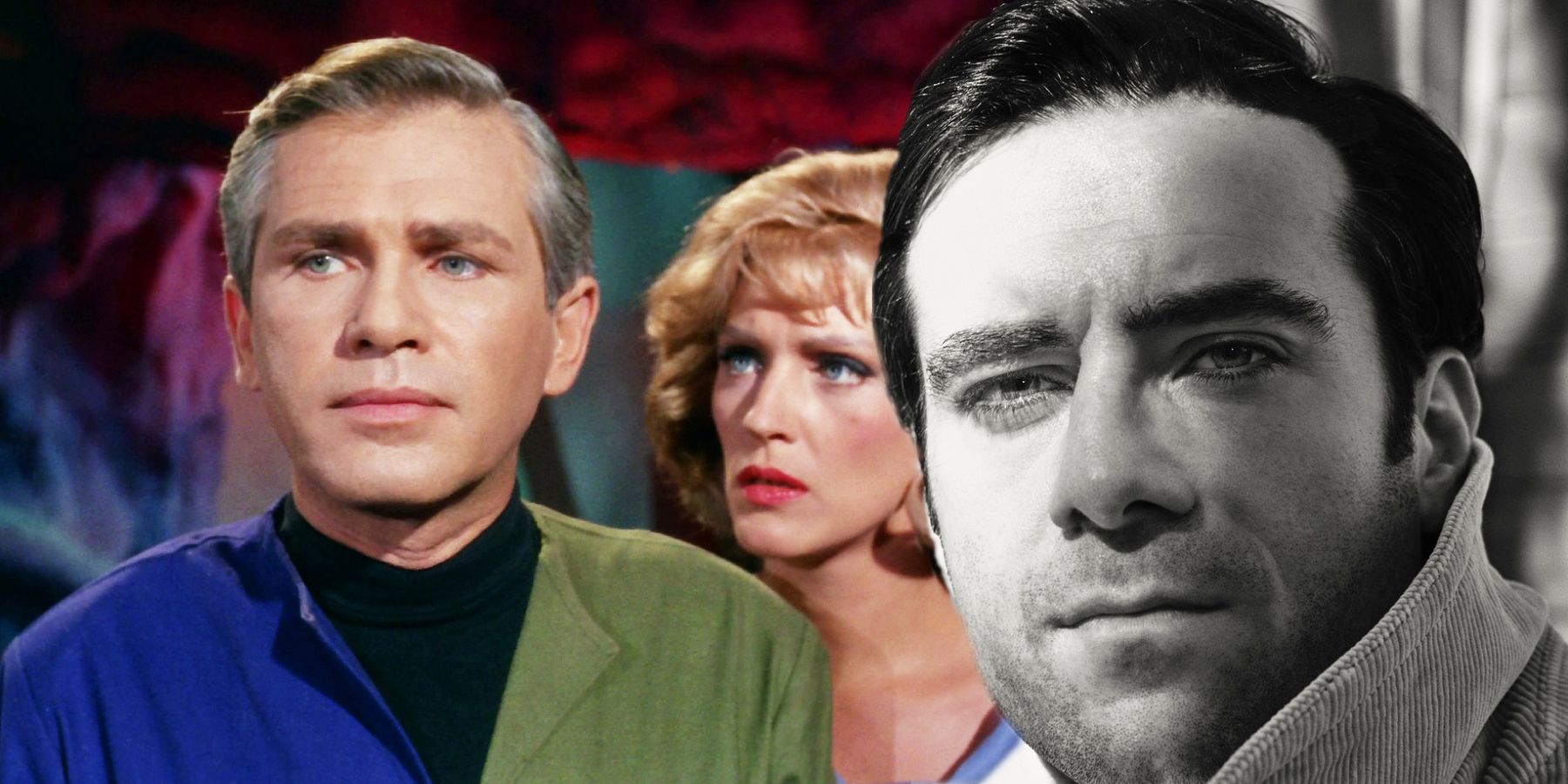 side by side images of Michael Strong and Cillian O'Sullivan as Doctor Korby in Star Trek: The Original Series and Star Trek: Strange New Worlds