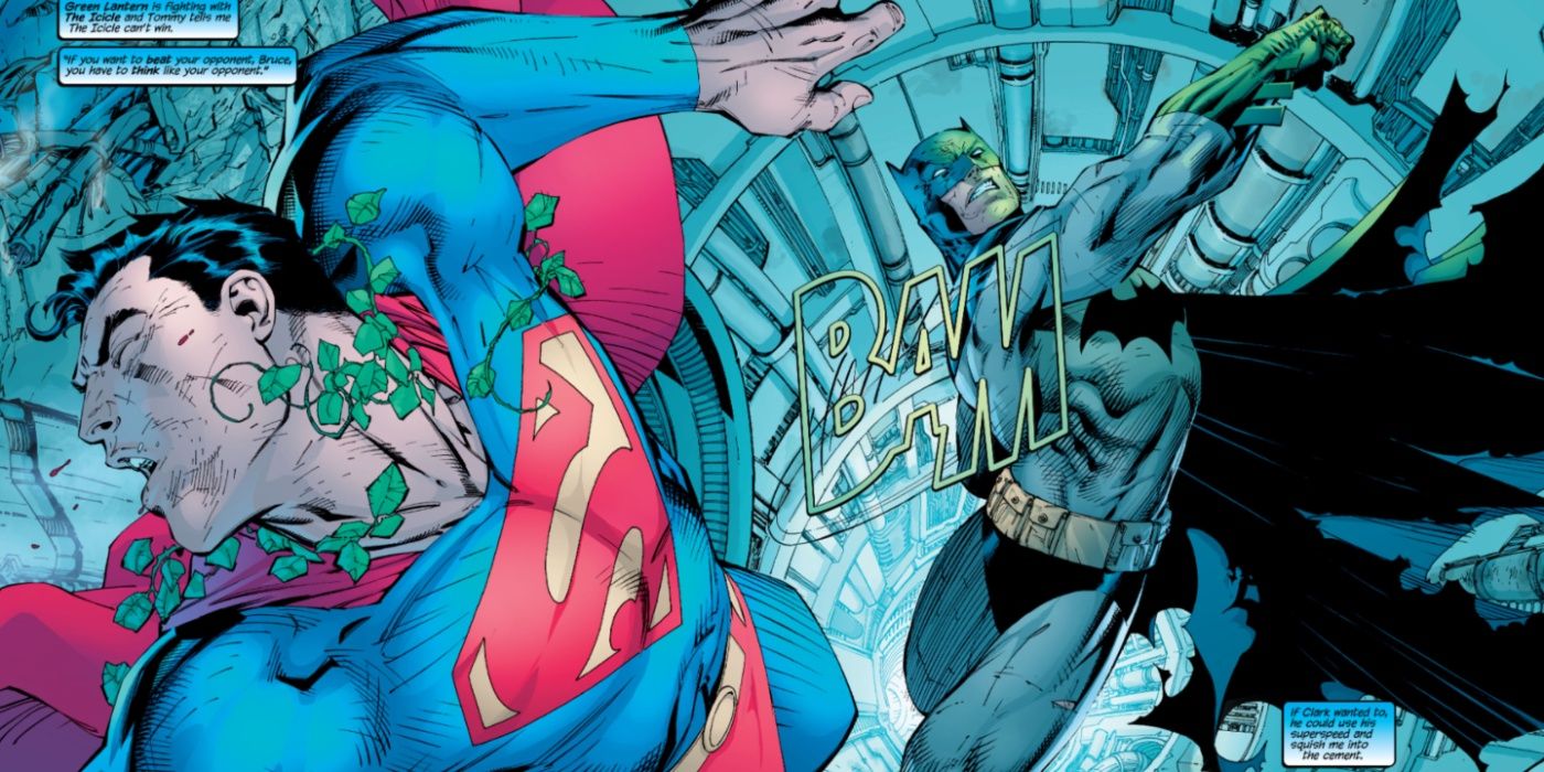 Batman atinge Superman com um anel de criptonita