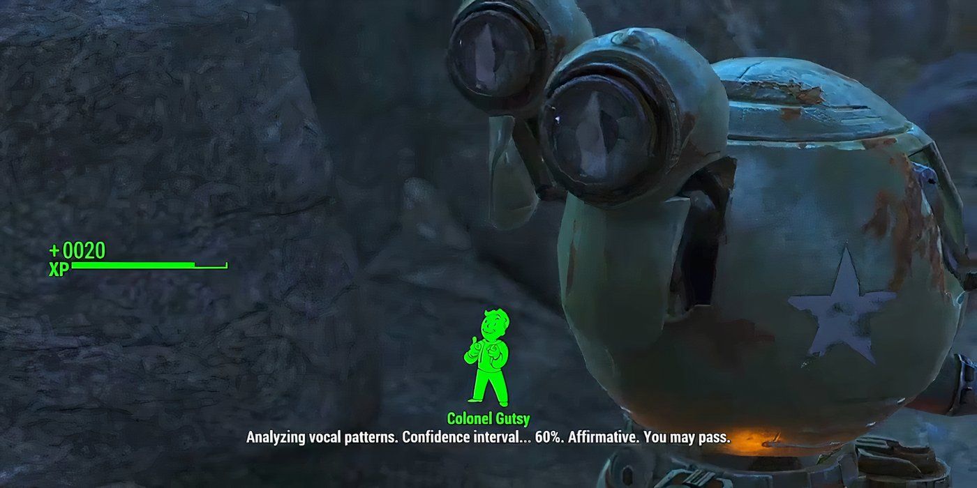 Se puede hablar con el Sr. Gutsy con una prueba de Carisma en el encuentro aleatorio de Fallout 4.