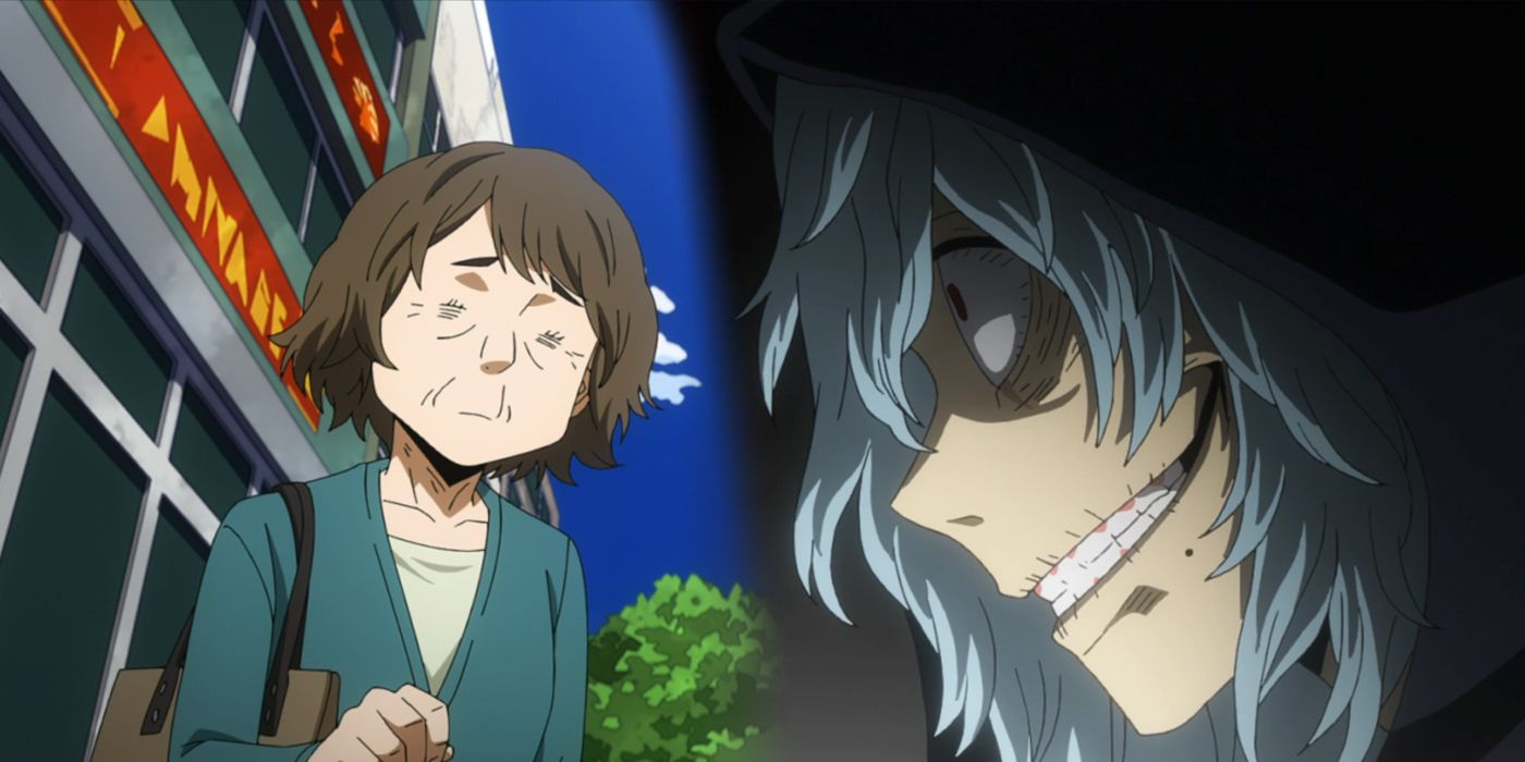 Shigaraki y la anciana que no lo ayudó cuando era niño.