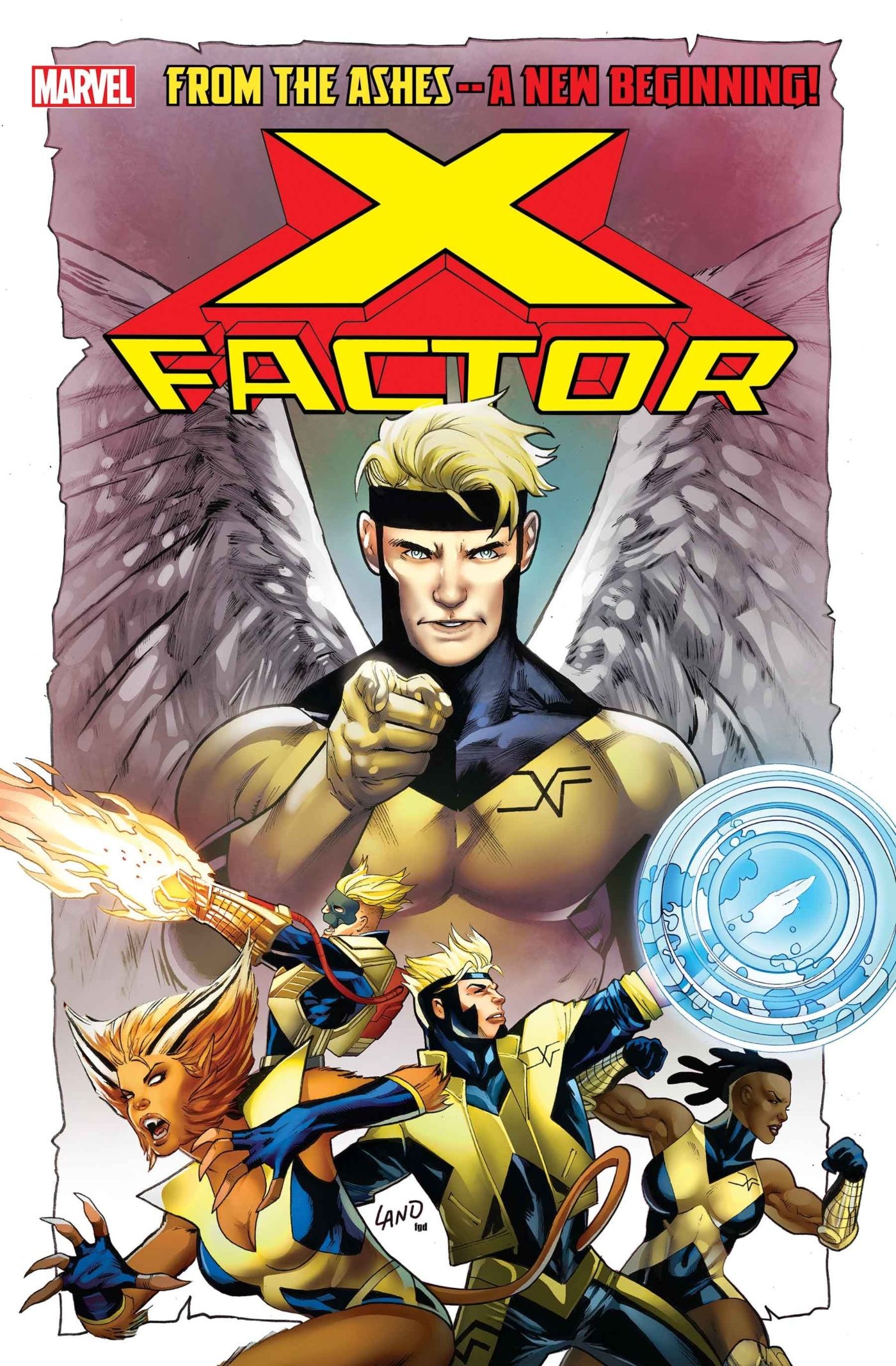 Portada de X-Factor #1 con Angel, Pyro, Feral, Havok y Frenzy.