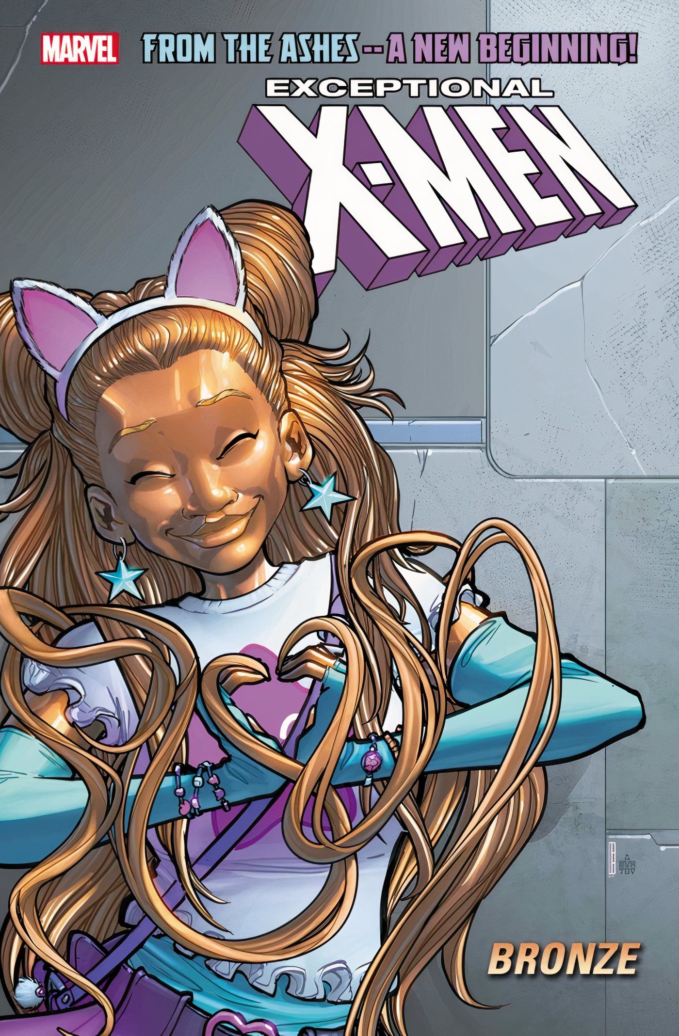 Capa de Exceptional X-Men #1 apresentando o novo herói mutante Bronze.