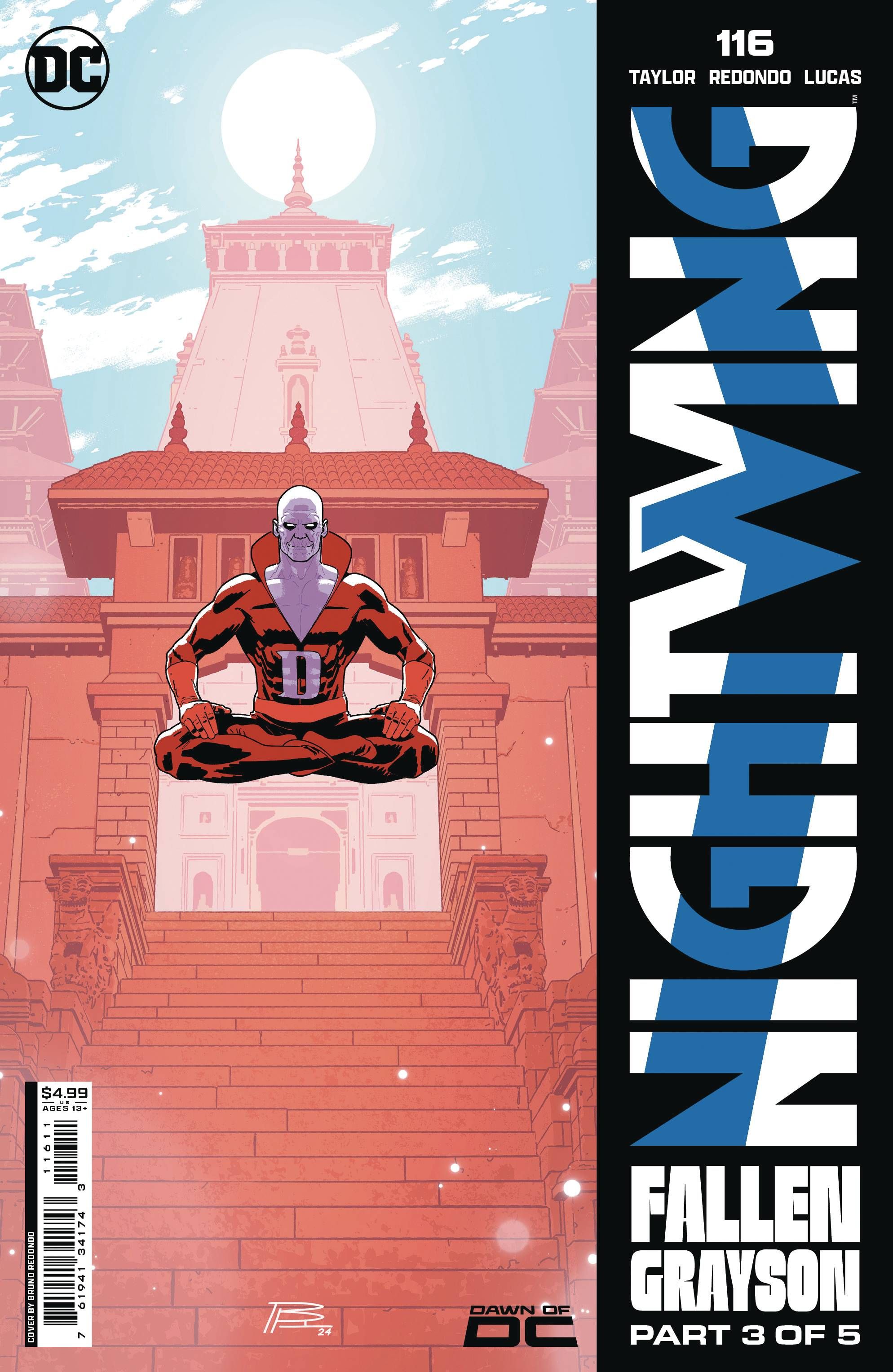 Capa principal do Nightwing 116: Deadman flutuando ao lado de um logotipo vertical do Nightwing.