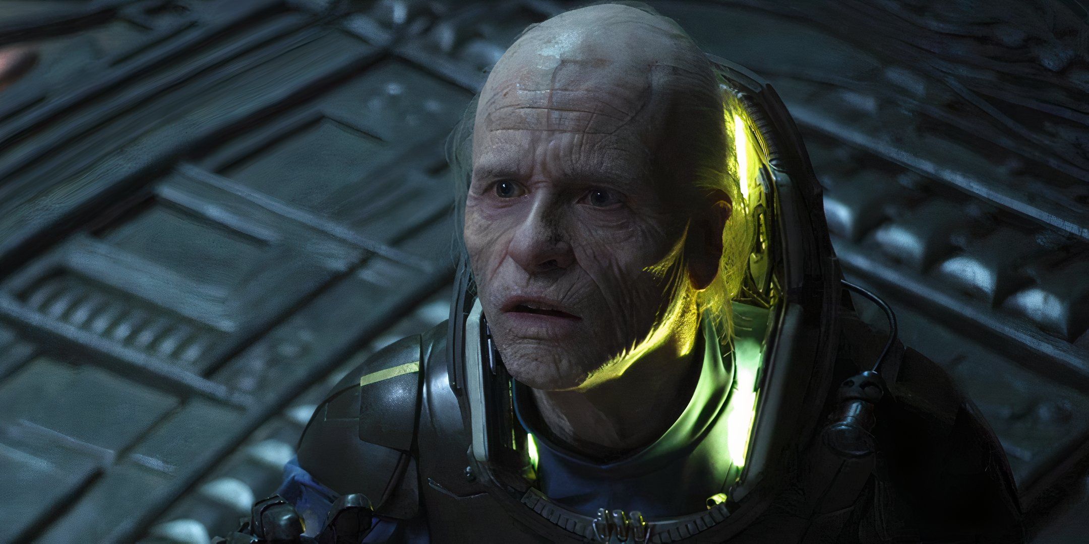 An Aged Peter Weyland (Guy Pearce) in Prometheus 