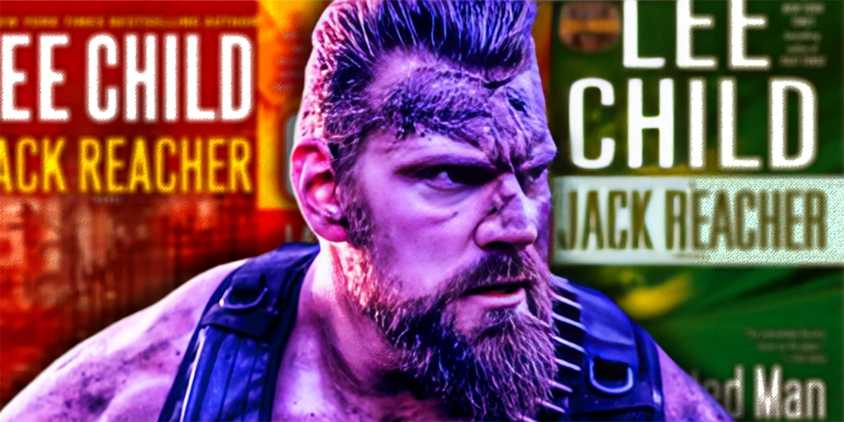 Olivier Richters Covered in Mud in Front of Two Lee Child Jack Reacher Book Covers