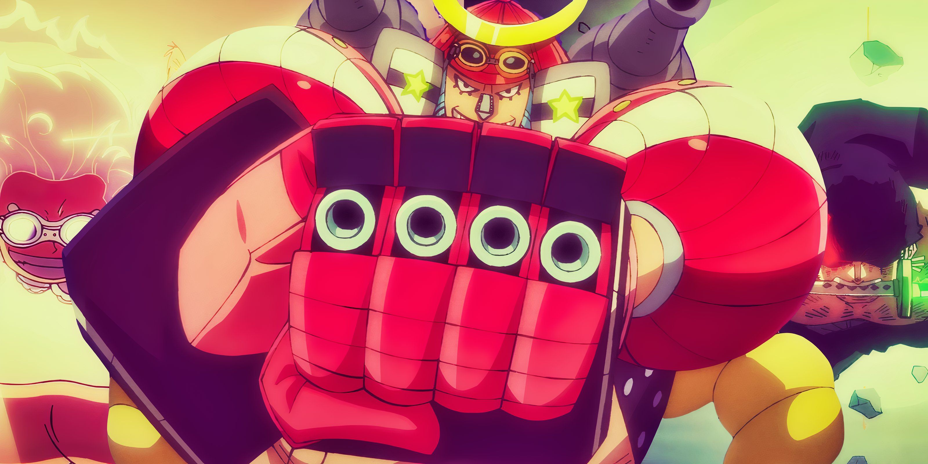 Feature header showing Luffy, Zoro, and Franky