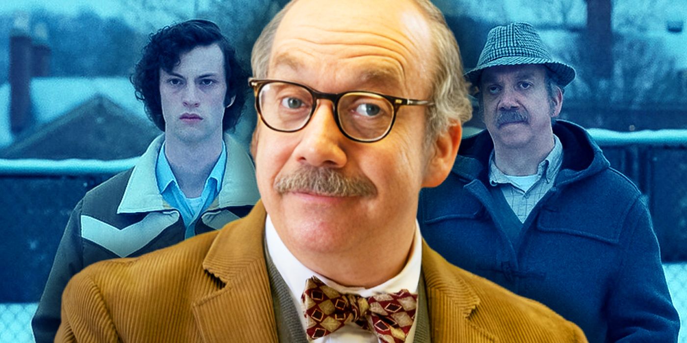 Paul Giamatti como Paul Hunham e Dominic Sessa como Angus Tully em The Holdovers