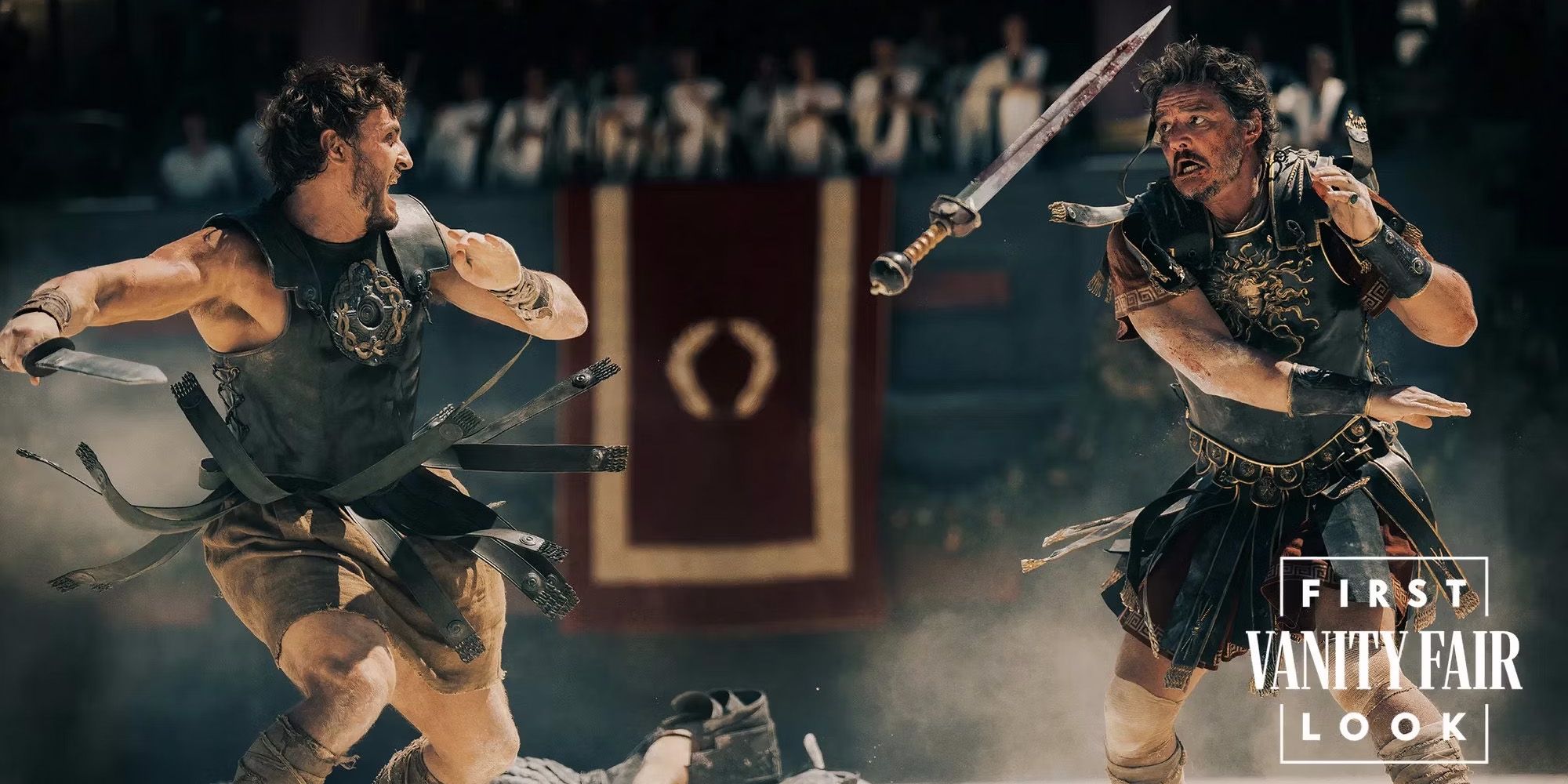 Paul Mescal and Pedro Pascal fight in Gladiator 2