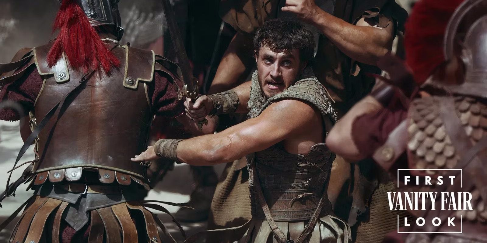 Paul Mescal in a violent skirmish in Gladiator 2