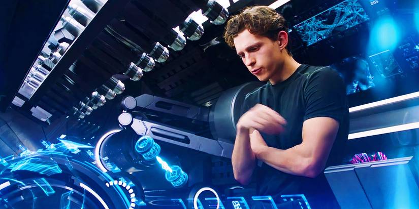 Peter Parker designing a new suit in Spider-Man Far From Home