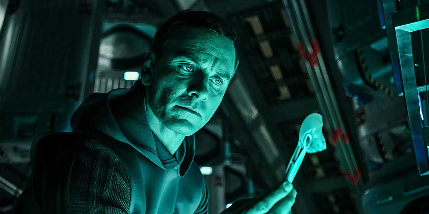 The android David (Michael Fassbender) collects samples in Prometheus