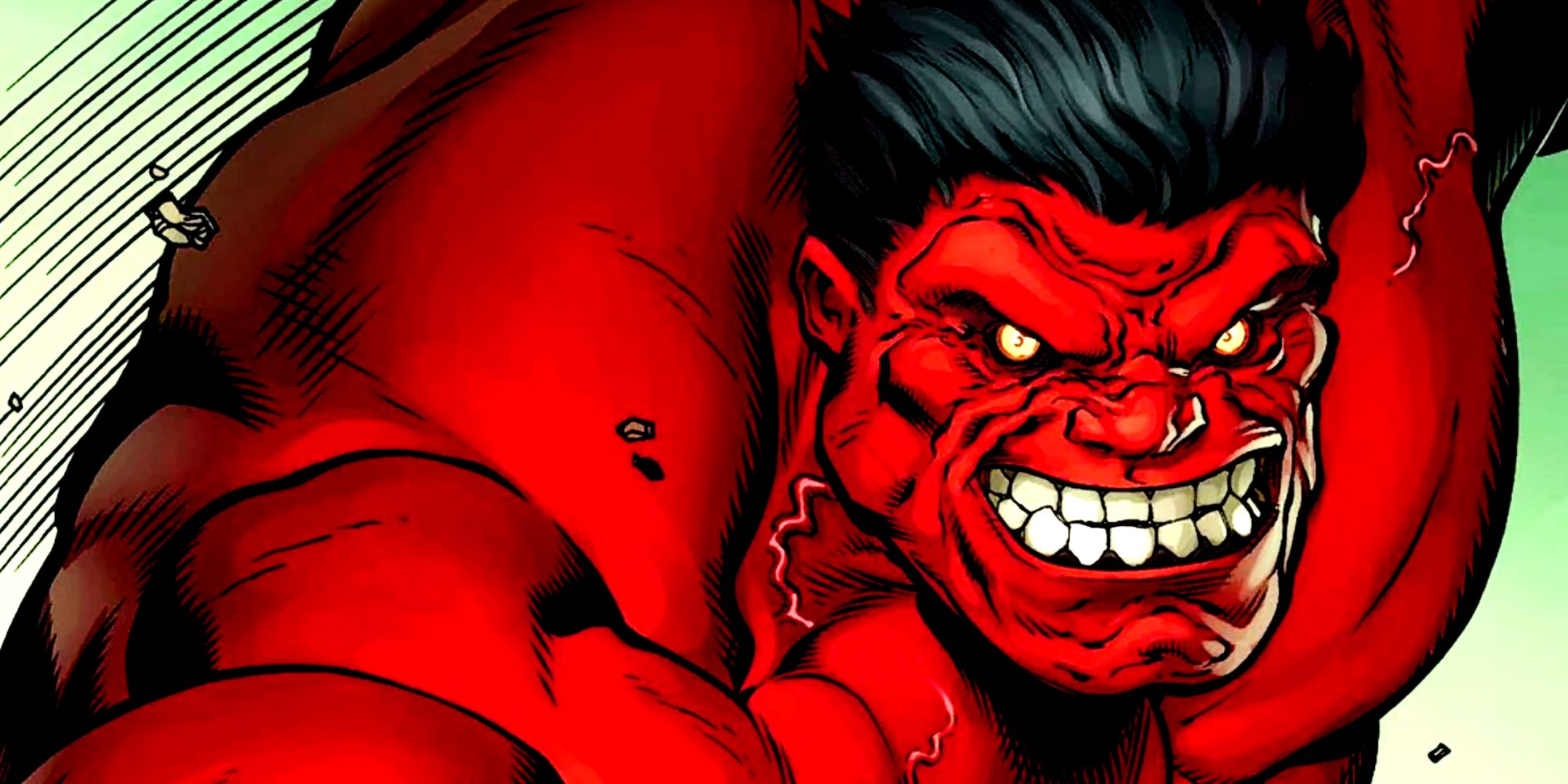  Red Hulk grinning in Marvel Comics.