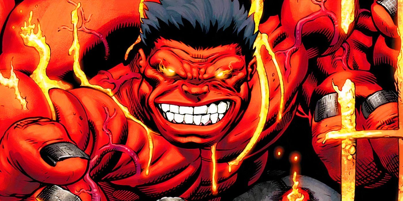 Red Hulk melting metal in Marvel Comics