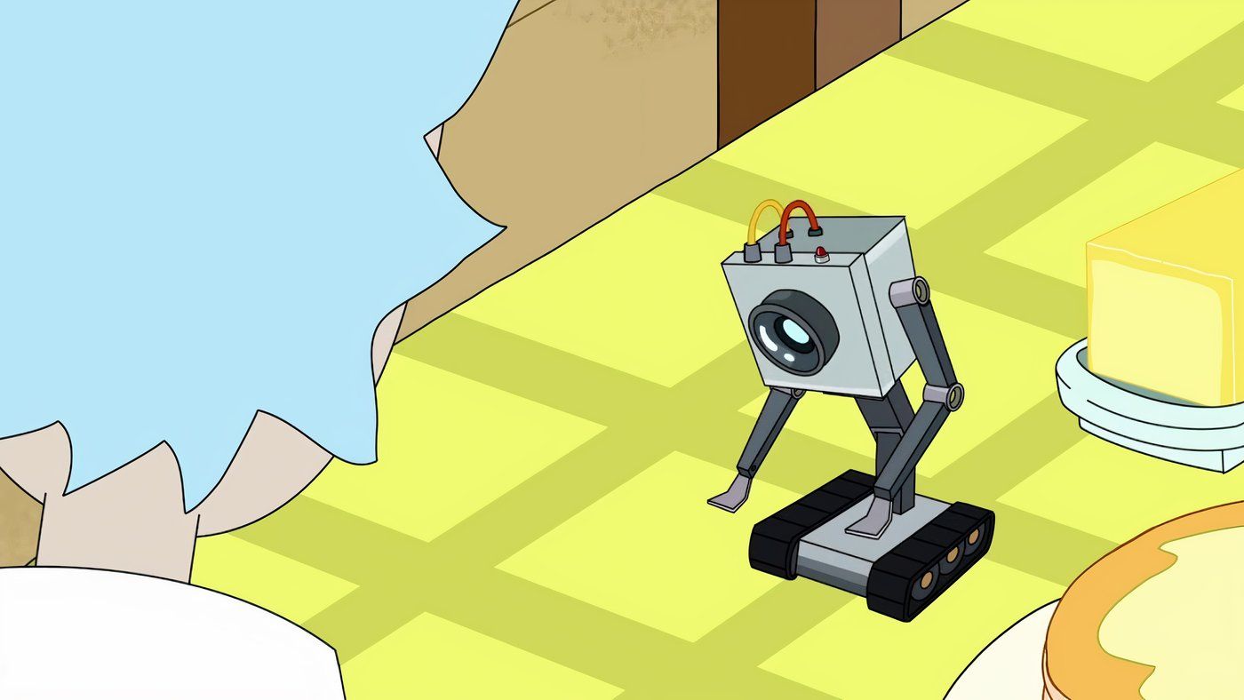 Rick com Butterbot na primeira temporada de Rick e Morty.