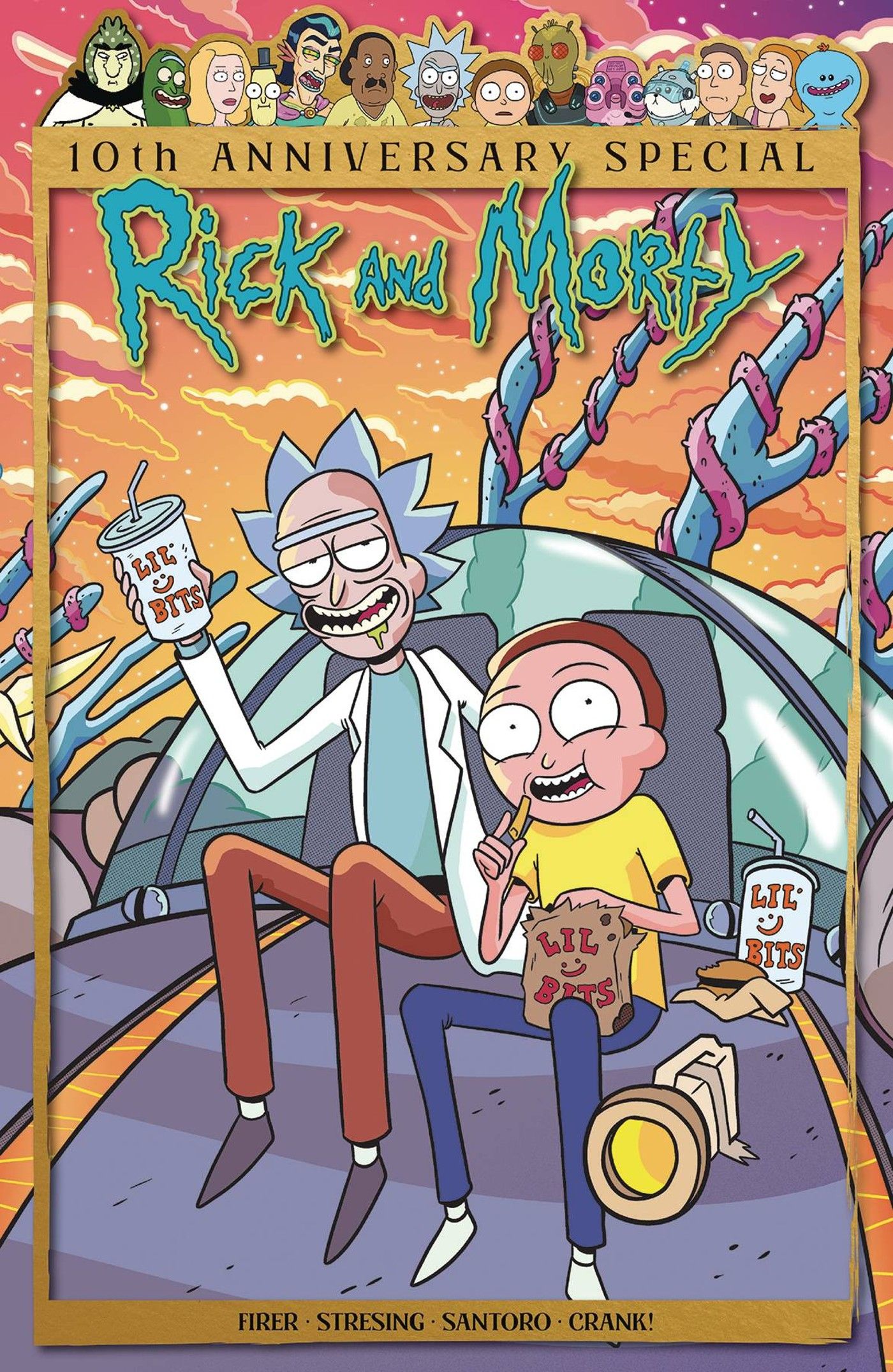 capa de história em quadrinhos do décimo aniversário de rick e morty