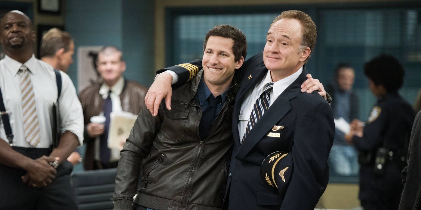 Roger with his arm around Jake on Brooklyn Nine-Nine