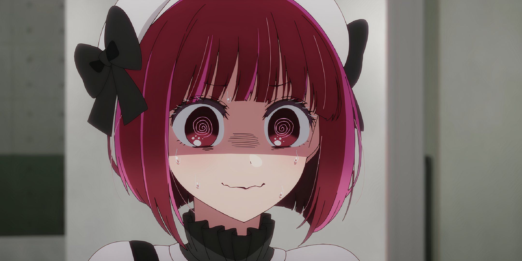 ruby looking upset with spirals in her eyes in oshi no ko