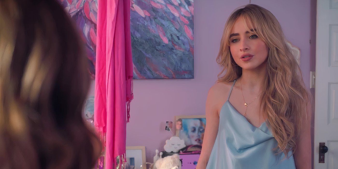 Sabrina Carpenter stares into a mirror in Tall Girl 2