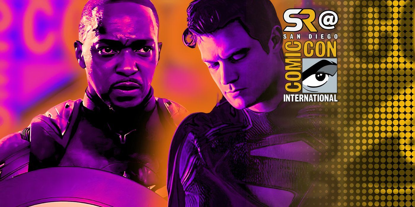 Sam Wilson (Anthony Mackie) as Captain America from Brave New World and David C as Superman with an SR SDCC overlay
