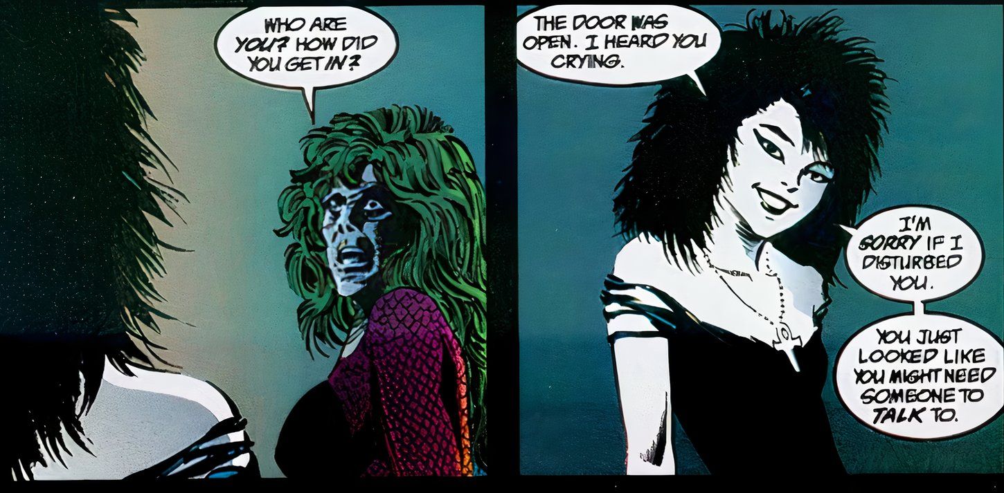 Sandman Nr. 20, der Tod erscheint in der Gestalt einer jungen Frau.